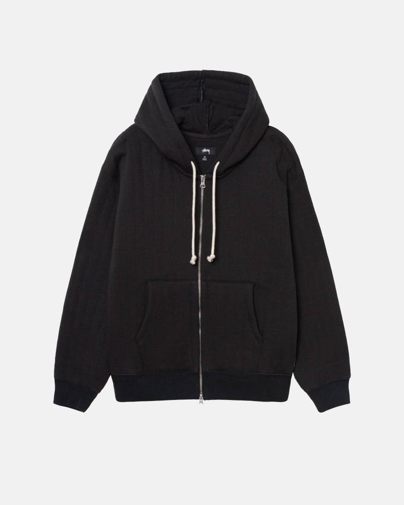 Stussy Vertical Tikattu Zip Huppari Mustat | 69150-ZPFS